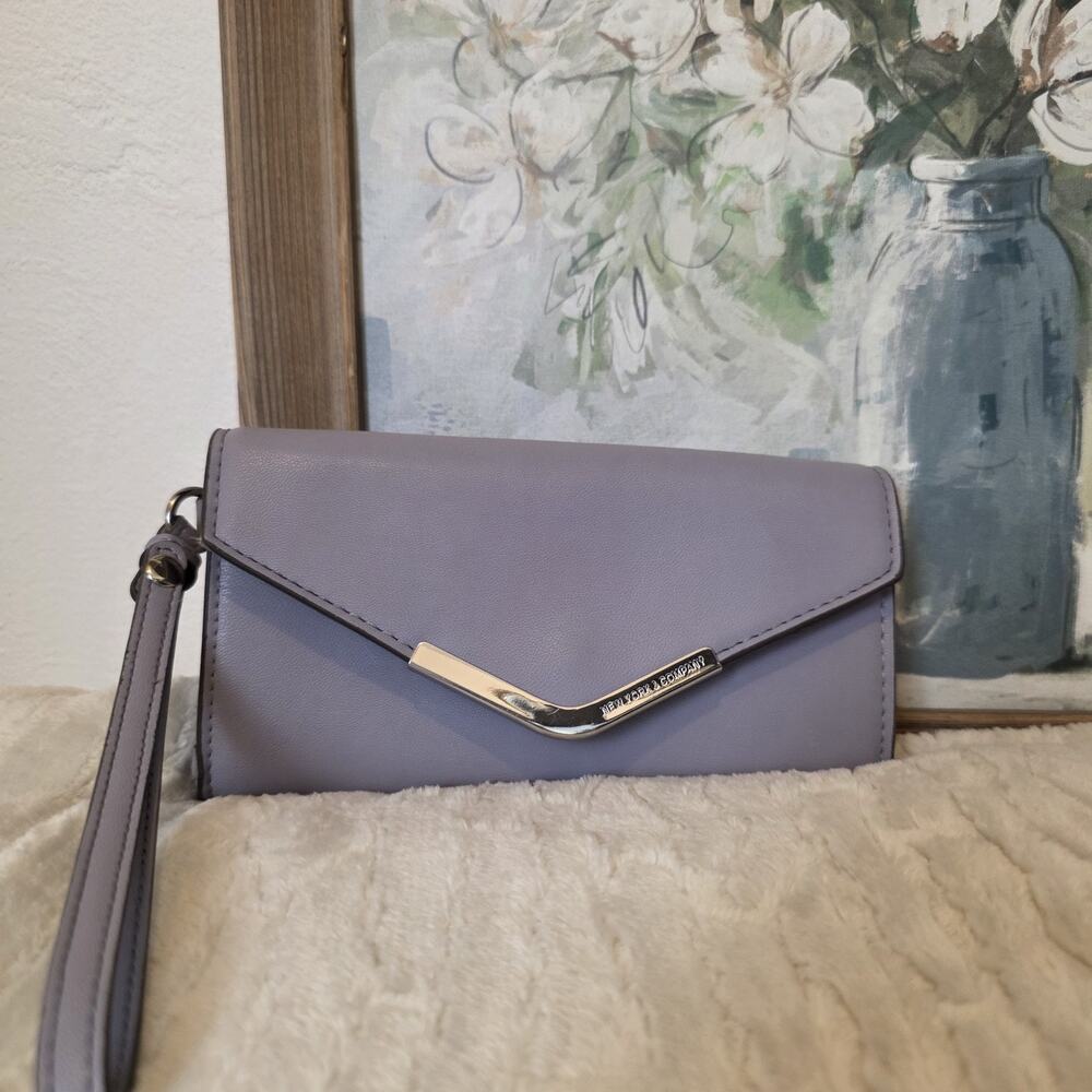 New York & Company Purple Wristlet Wallet Snap Closure